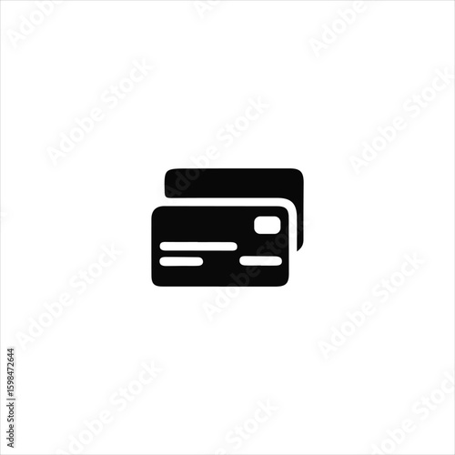 Black credit card icon with rounded corners on white background debit card bank card