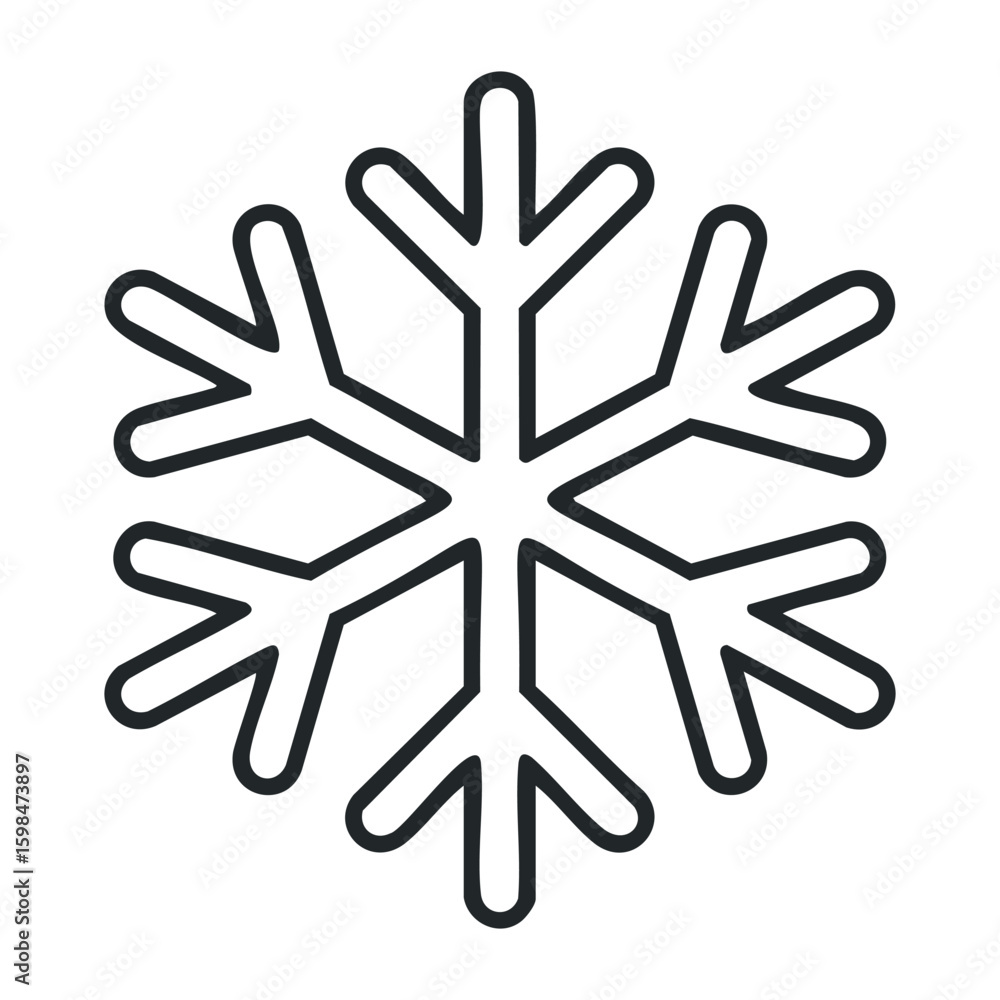 Minimalist black outline snowflake design on transparent background. Vector illustration Minimalist black outline snowflake design on transparent background. Vector illustration