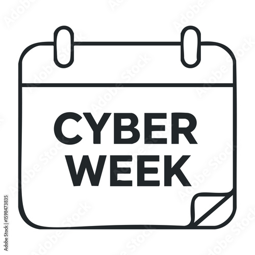 Cyber week sale calendar icon: event reminder with bold text and clean design. Vector illustration