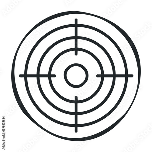 Circular target symbol with concentric circles for precision and accuracy themes. Vector illustration