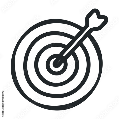 Bullseye target with arrow symbolizing precision and success. Vector illustration