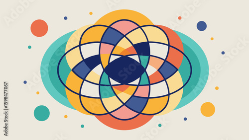An abstract doodle of overlapping circles representing the interconnectedness of all things and promoting mindfulness.. Vector illustration