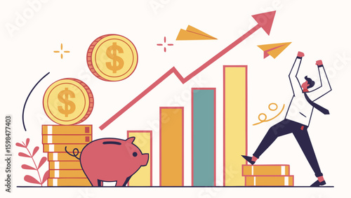 business graph with arrow vector art