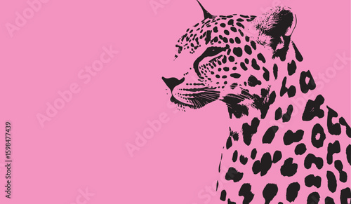 grunge leopard silhouette on pink background