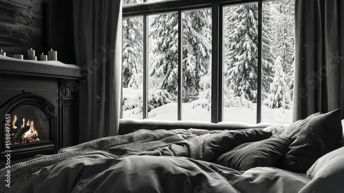 Cozy bedroom with fireplace