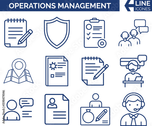 Operations Management Icons – Workflow, Alerts & Planning Set
