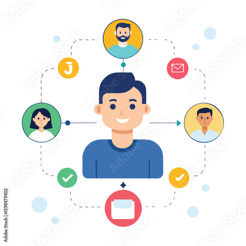 Customer journey mapping with diverse user perspectives isolated on white background