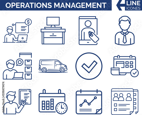 Operations Management Icons – Planning, Delivery & HR Tools