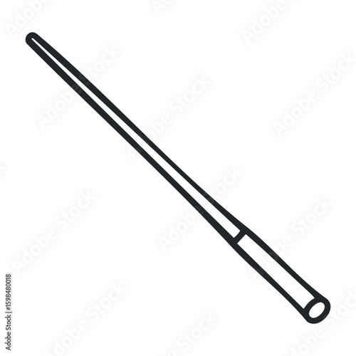 Black magic wand with white star design for spell casting and wizardry. Vector illustration
