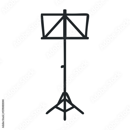 Minimalist black music stand icon on white background. Vector illustration