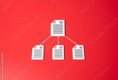 Billede på lærred Splitting a document into three smaller ones