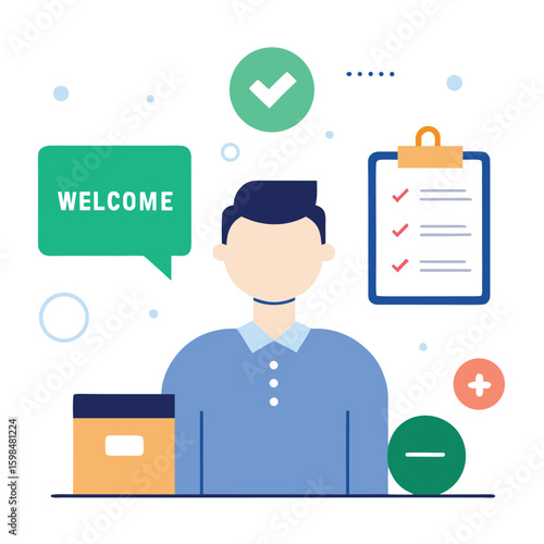 Employee onboarding welcome email design isolated on white background