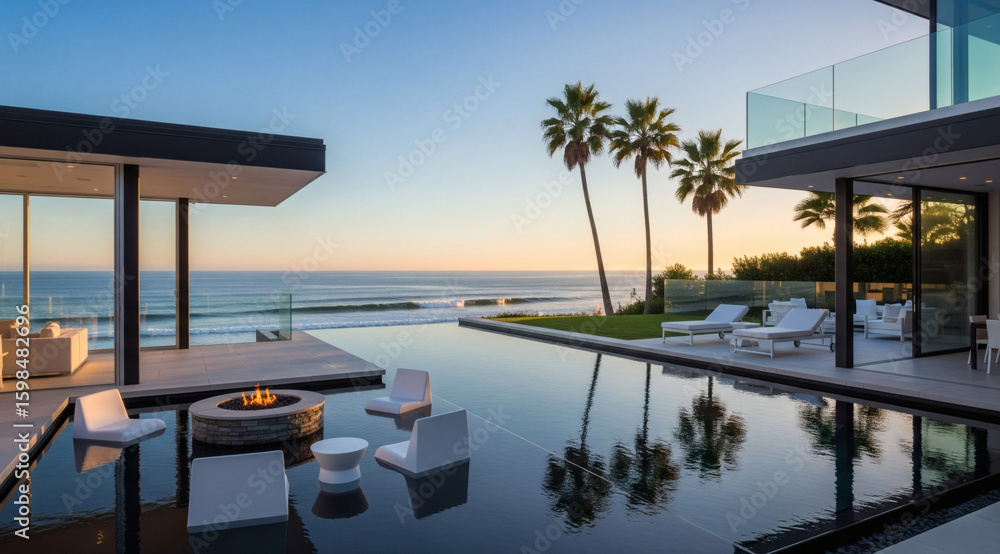 Fototapeta premium Luxury Malibu Home with Infinity Pool and Ocean View 