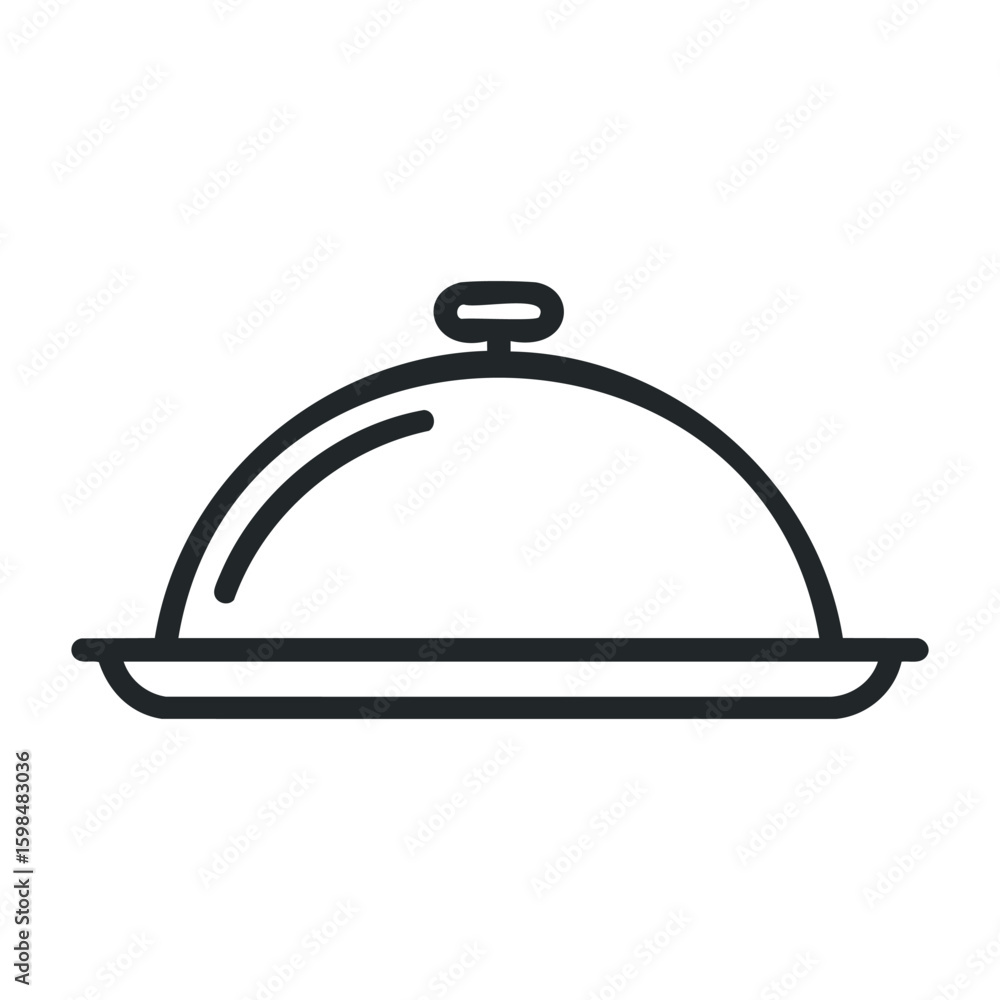 Fototapeta premium Cloche serving platter icon with lid for restaurant and catering services. Vector illustration