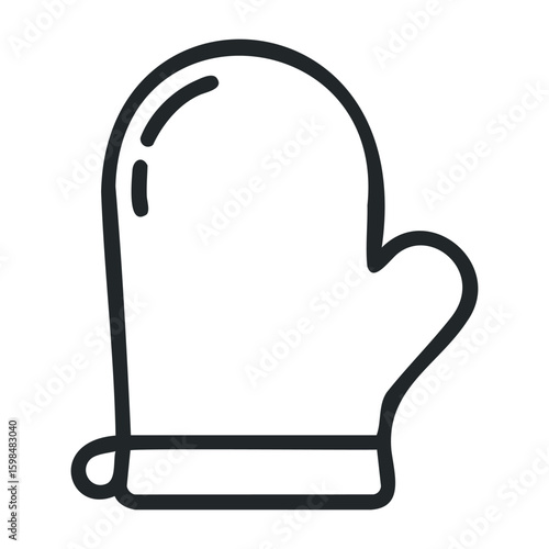 Outline of kitchen oven mitt for heat protection and cooking safety. Vector illustration
