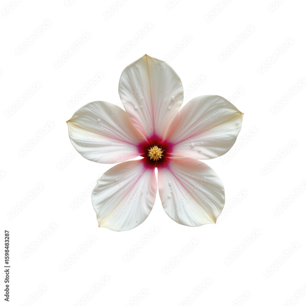 Fototapeta premium Single delicate flower with soft petals and subtle water droplets