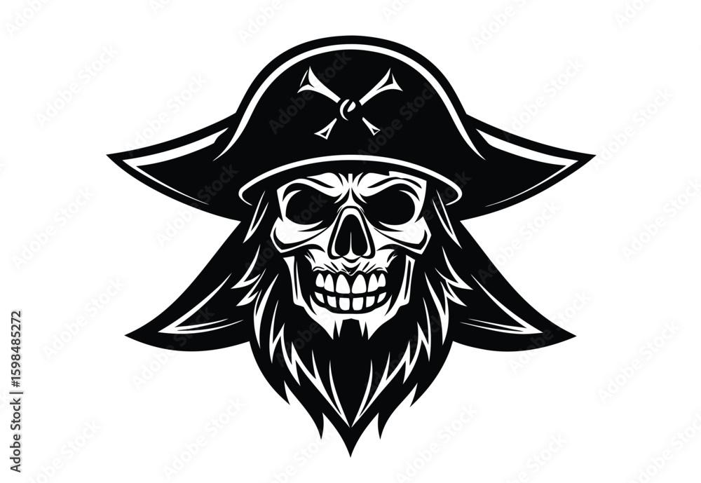 Fototapeta premium dead pirate head mascot silhouette vector illustration clipart skull crossbones design