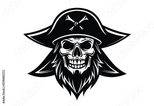 dead pirate head mascot silhouette vector illustration clipart skull crossbones design