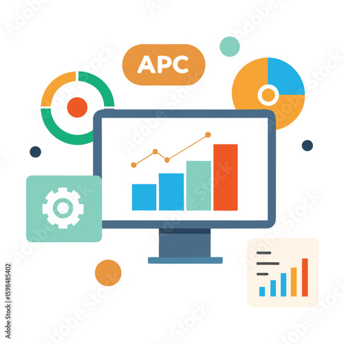 Marketing dashboard showing ad performance and cpc data isolated on white background