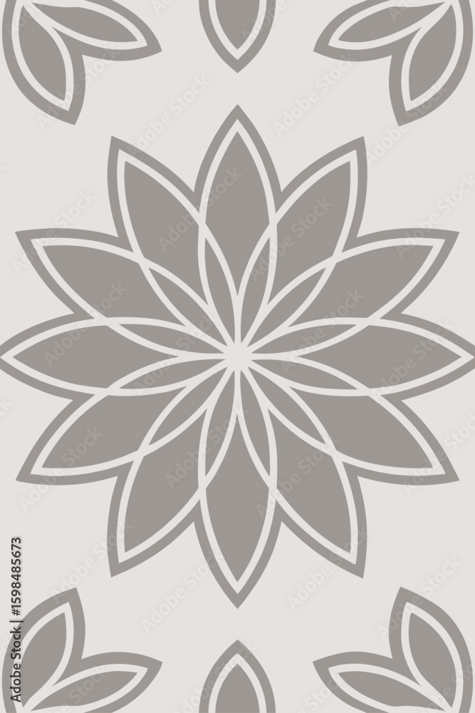 Fototapeta premium Seamless pattern of grey floral motifs ornamental