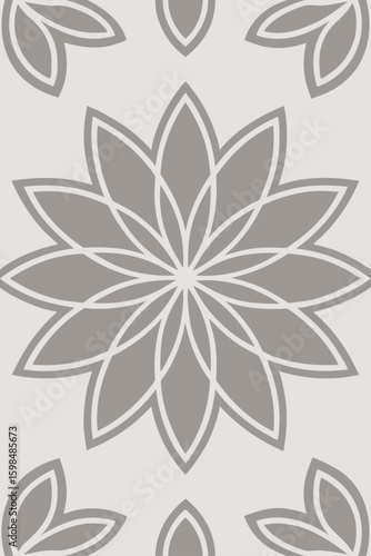Seamless pattern of grey floral motifs ornamental