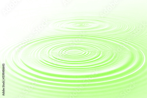 Vibrant lime green water ripples creating concentric circles on a clean, reflective surface. Abstract background illustration of serene, calming liquid waves.