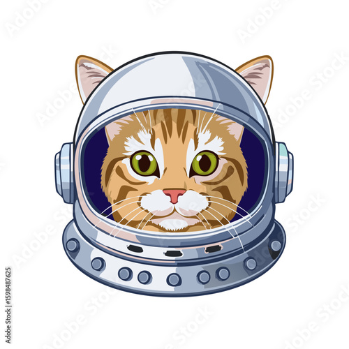 Adorable Ginger Cat Astronaut, Striped Pet in Space Helmet, Kitty Cosmonaut