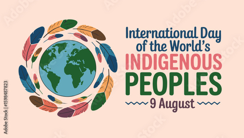 Celebrate International Day of the World's Indigenous Peoples on 9th August with a Colorful, Earth-Centered Design Featuring Indigenous Cultures and Unity