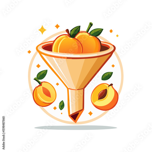 Wallpaper Mural Peaches in Funnel Illustration Sorting and Filtering Fresh Fruit Concept Torontodigital.ca