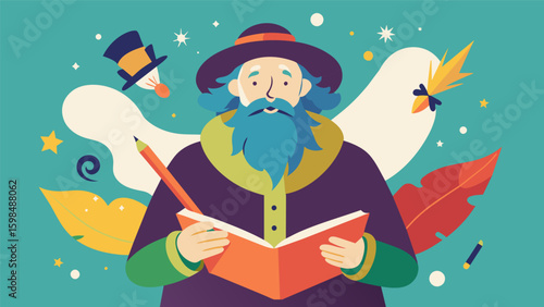 A delightful fusion of literary genius and artistic talent this journal is a treasure trove of inspiration and creativity.. Vector illustration