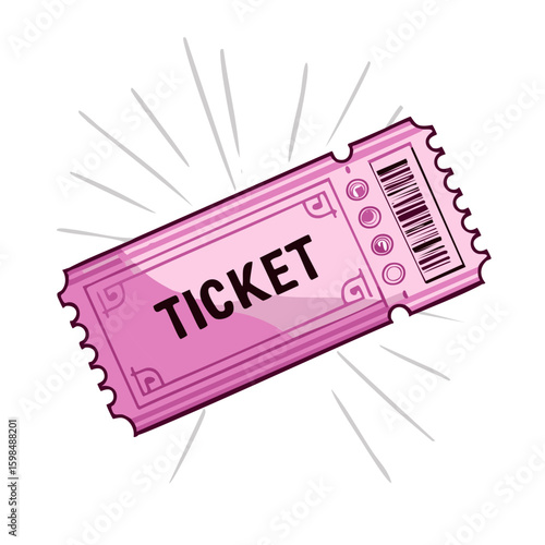 Pink Admission Ticket Vector Illustration - Event Pass, Performance, Entrance