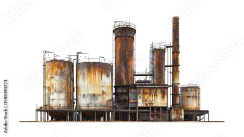 old industrial plant on white background 