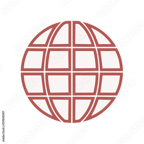 Stylized Globe Illustration with Grid Design Earth Planet Map World Global Sphere