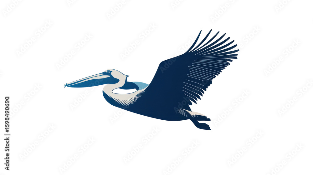 Obraz premium a blue pelican on white background 