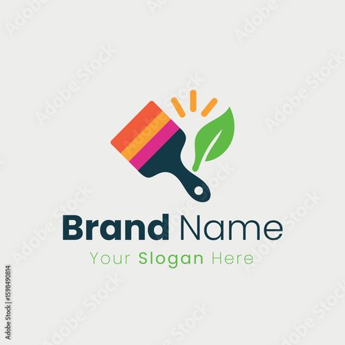Vibrant Eco Friendly Paint Brush Logo Design for Your Business Needs