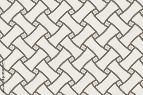 Interlocking beige shapes with grey outlines forming a woven pattern texture fabric