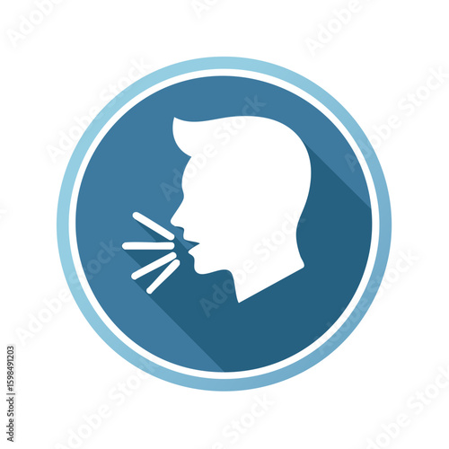 Speaking Man Icon Talking Person Round Symbol Communications Concept