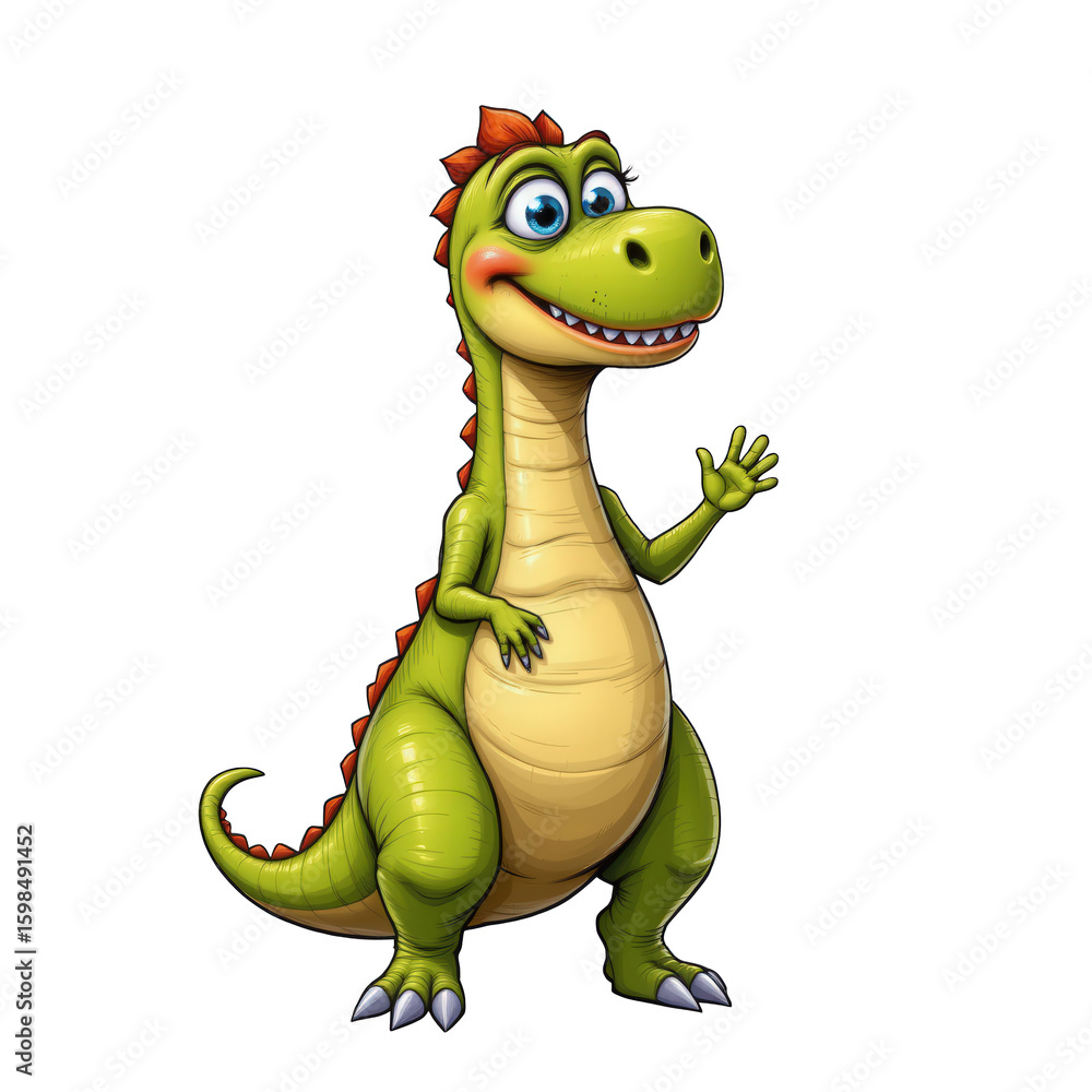 Fototapeta premium Colorful Cartoon Dinosaur Character with Friendly Expression and Smile