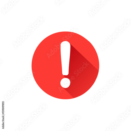 Red Attention Sign Exclamation Mark Inside Circle, Emergency Warning Hazard Alert Danger Icon Design