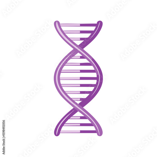 Purple DNA Strand Illustration Representing Genetic Structure and Scientific Research