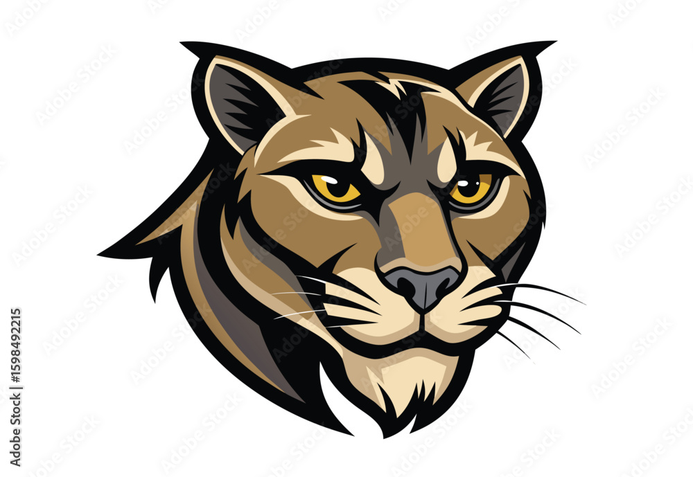 Obraz premium Fierce Puma Head Mascot Vector Art Illustration for Clipart Jungle Animal Logo and Design