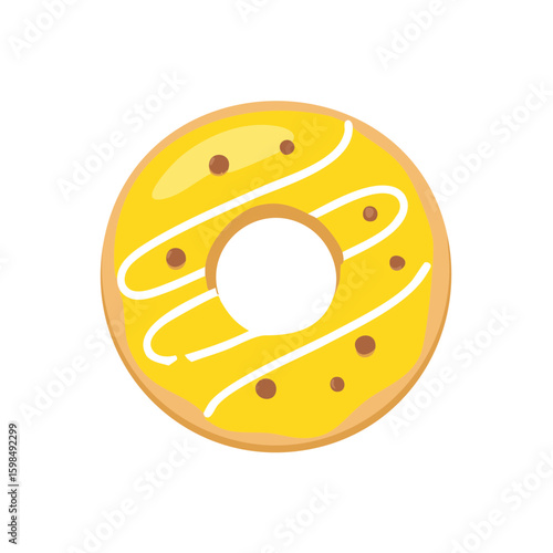 Delicious Donut with Yellow Glaze Creamy Swirls and Chocolate Sprinkles Tasty Treat Sweet Food
