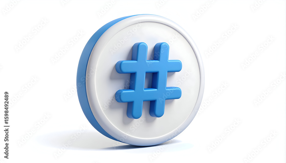 Obraz premium 3D Hashtag Social Media Icon.