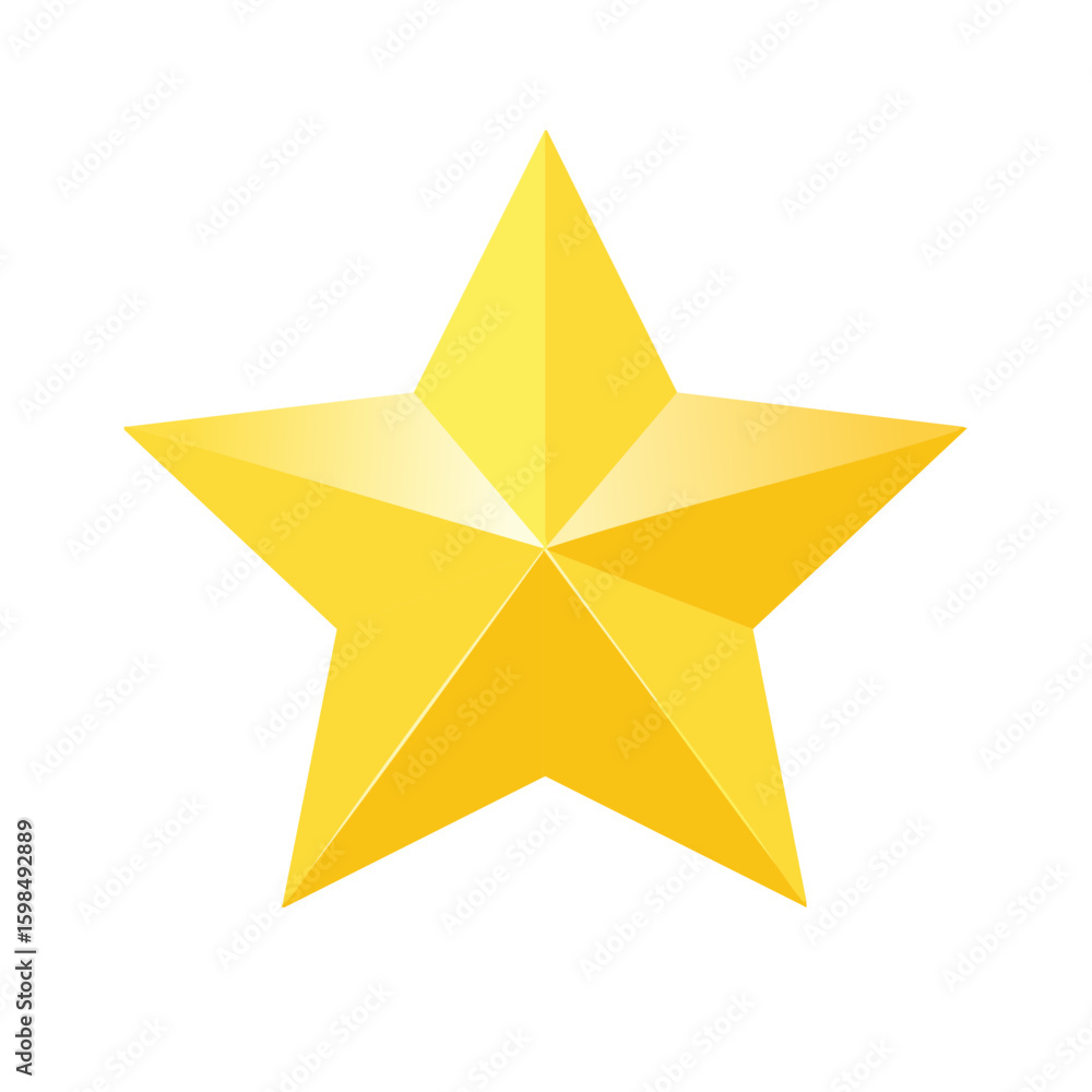 Obraz premium Glossy Golden Star Single Object, Holiday Decoration Icon or Symbol