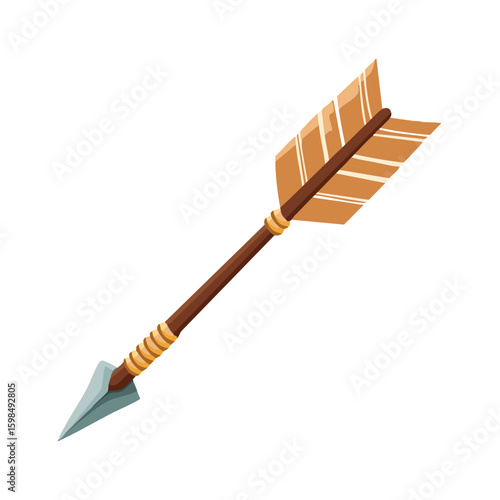 Stylized cartoon arrow with a wooden shaft and a sharp metal tip for aiming and archery targets