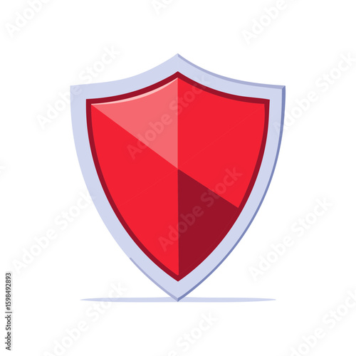 Red Medieval Shield Flat Vector Graphic Protection Security Guarding Icon Concept