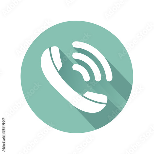 Call icon handset receiver with sound waves communication contact information helpline support