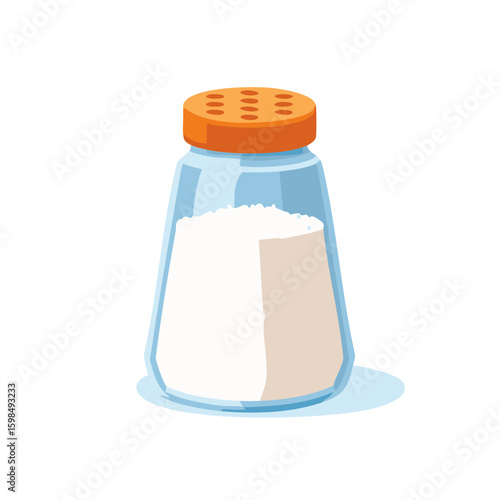 Glass Salt Shaker with Orange Lid, Kitchen Utensil, Seasoning Container