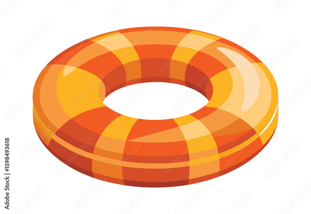 Obraz premium Orange inflatable swim ring vector illustration summer water toy clipart pool