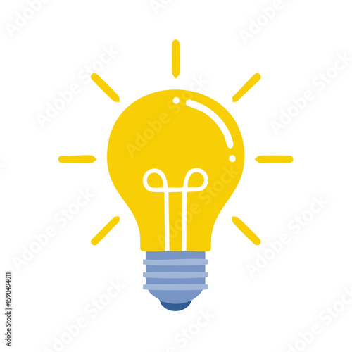 Bright Yellow Light Bulb Icon Radiating Light Conceptual Idea Innovation Inspiration